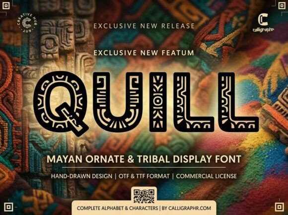 Quill: A Mayan-Inspired Display Typeface for Thoughtful Editorial Design